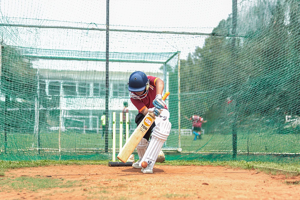 Cricket - batting practice in the nets