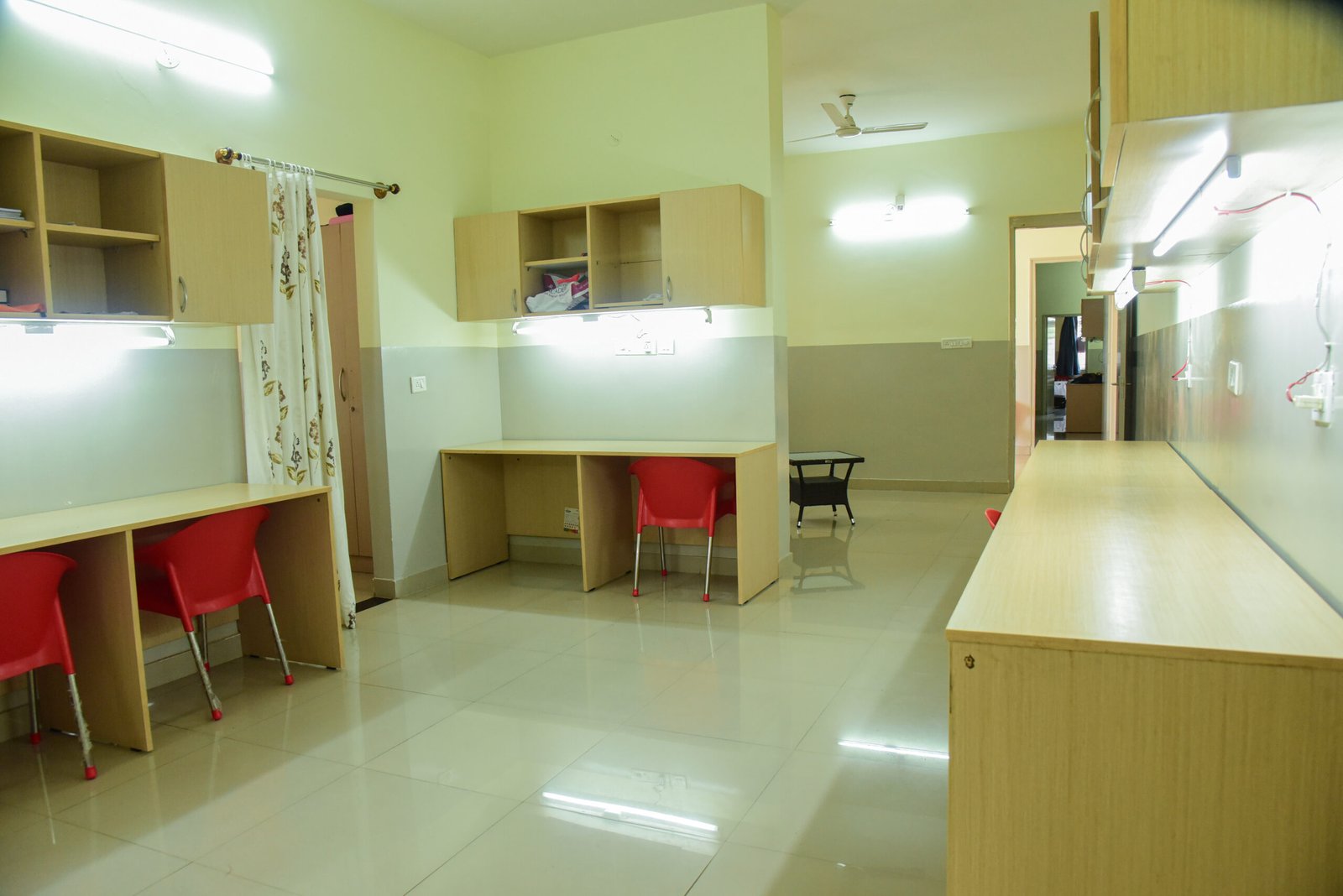 Quiet study desks in every room