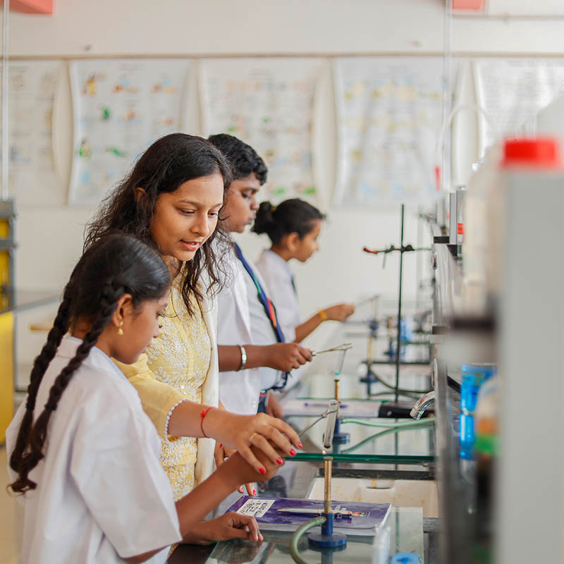 Bunsen burners and benchwork in the Chemistry Lab