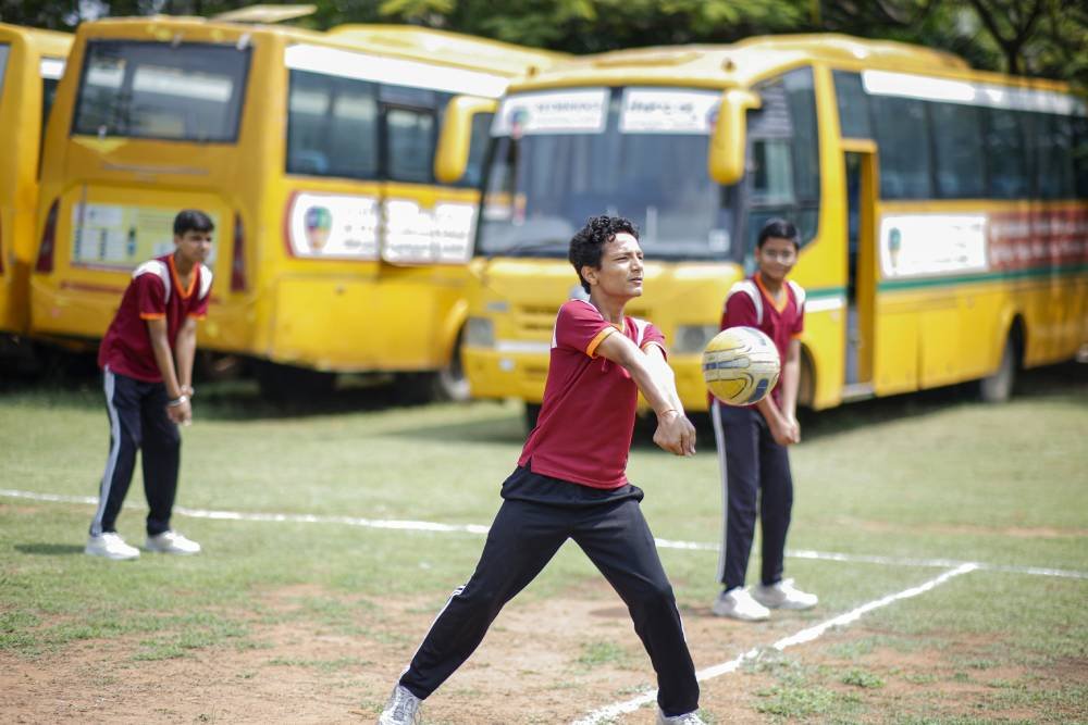 Basketball at sunset on home courts
